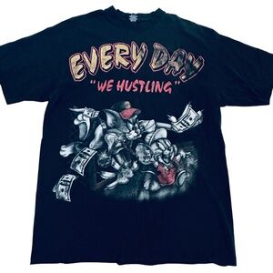 VTG Y2K Tom Jerry T-Shirt 2XL Black EVERYDAY We Justee Cash Cartoon